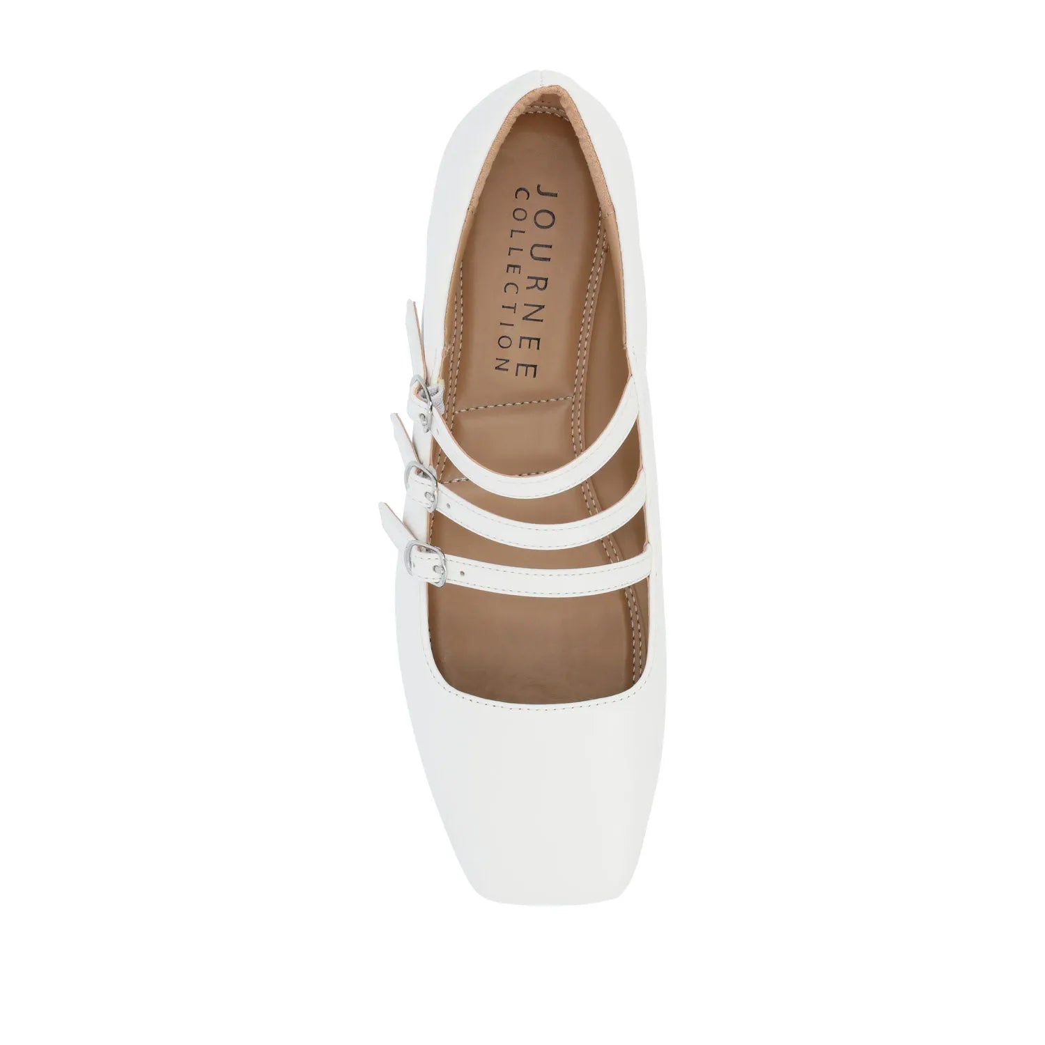 DARLIN WIDE VEGAN LEATHER FLATS - White