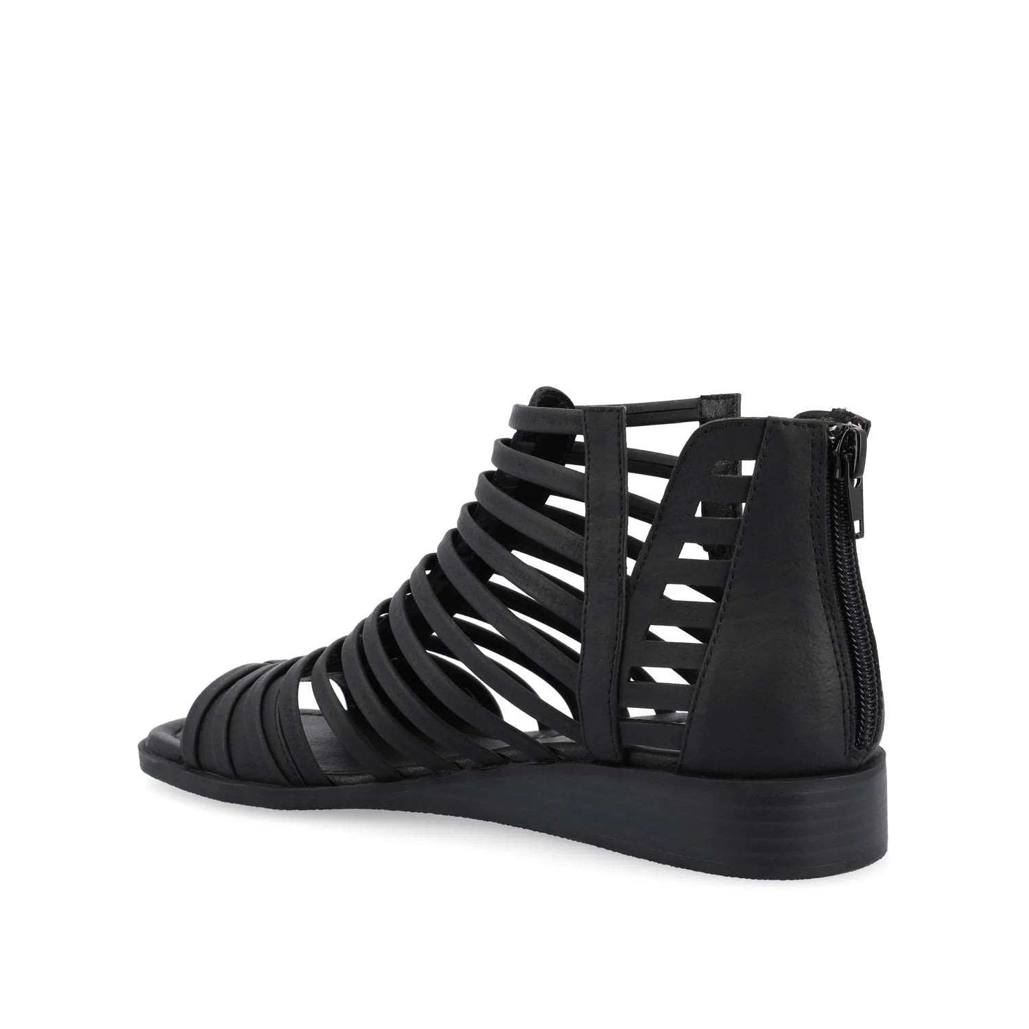 Delilah Vegan Leather Gladiator Sandals in Black