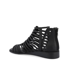 Delilah Vegan Leather Gladiator Sandals in Black