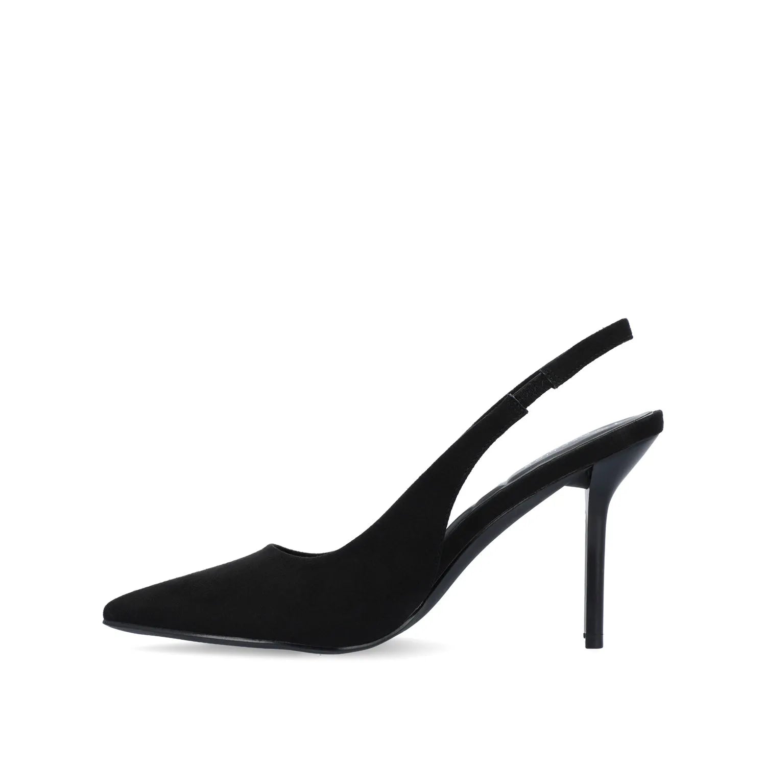 Elenney Slingback Stiletto Heels in Black Faux Suede