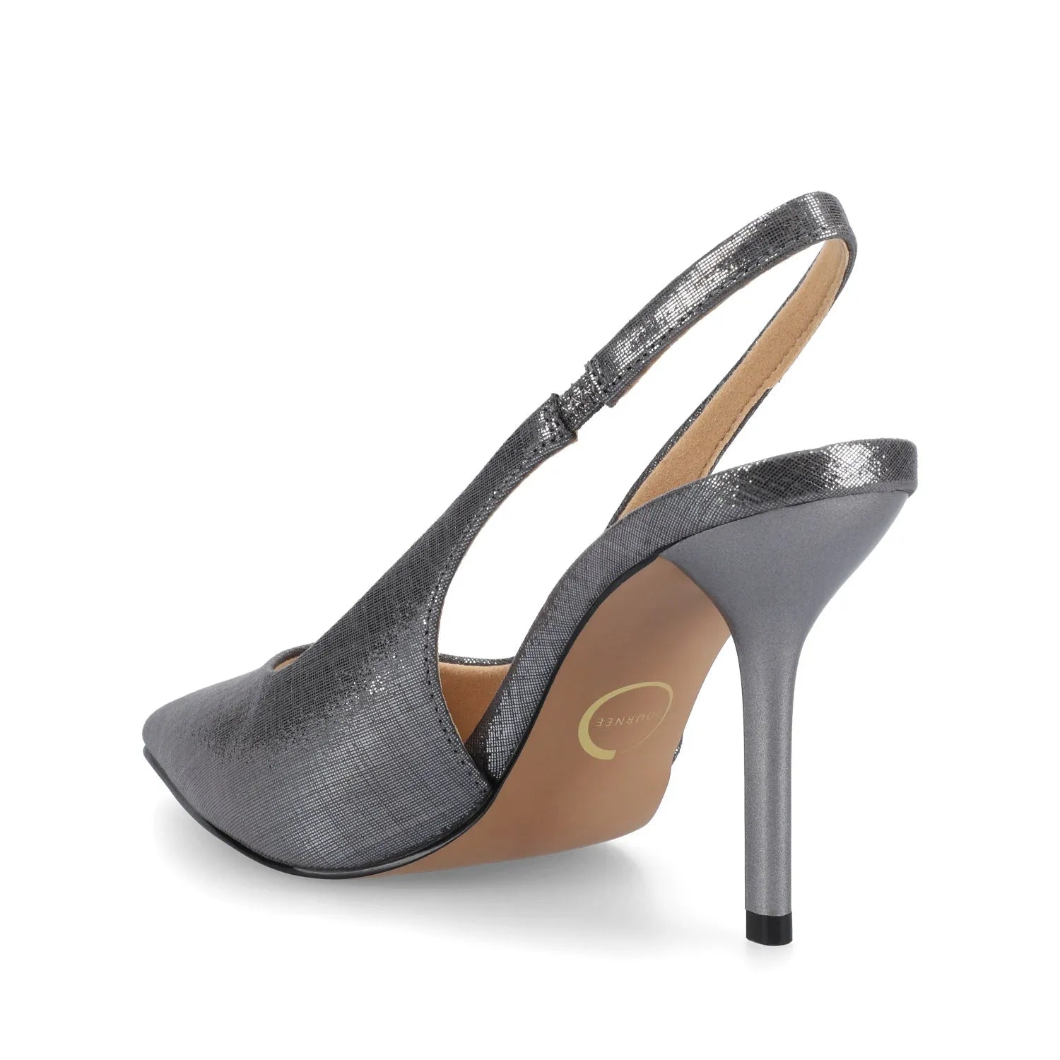 ELENNEY Wide Fit Slingback Stiletto Heels in Statement Pewter