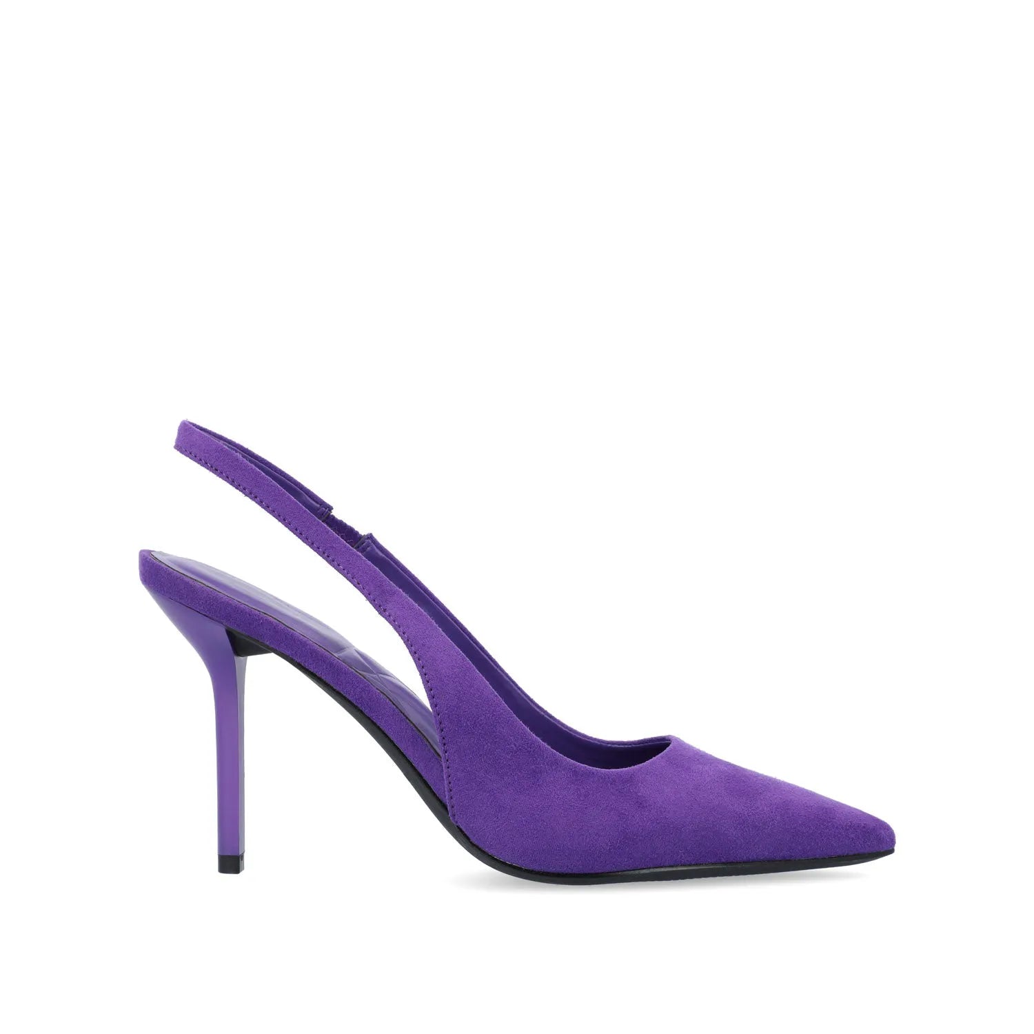 Elenney Slingback Stiletto Heels in Purple Faux Suede