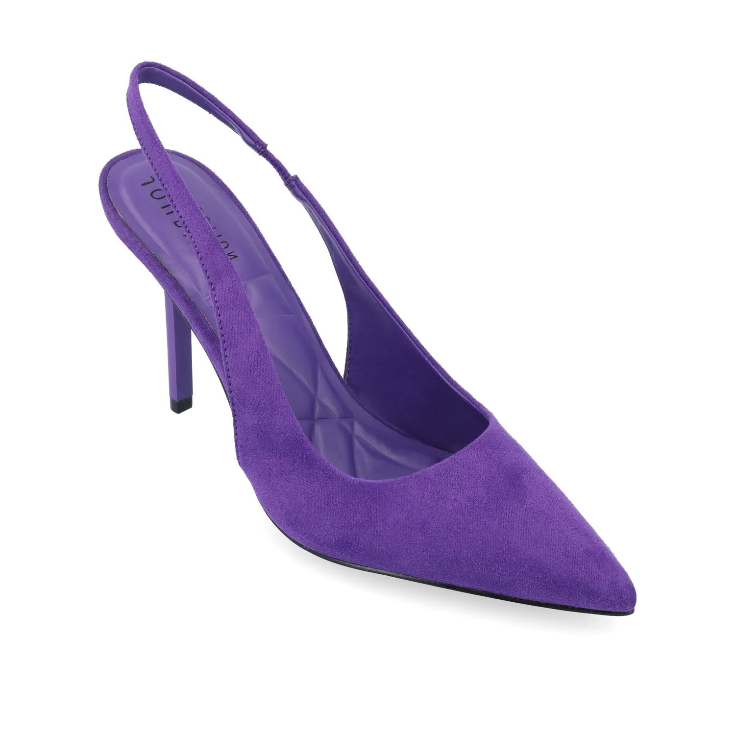 Elenney Wide Stiletto Heels in Purple Faux Suede