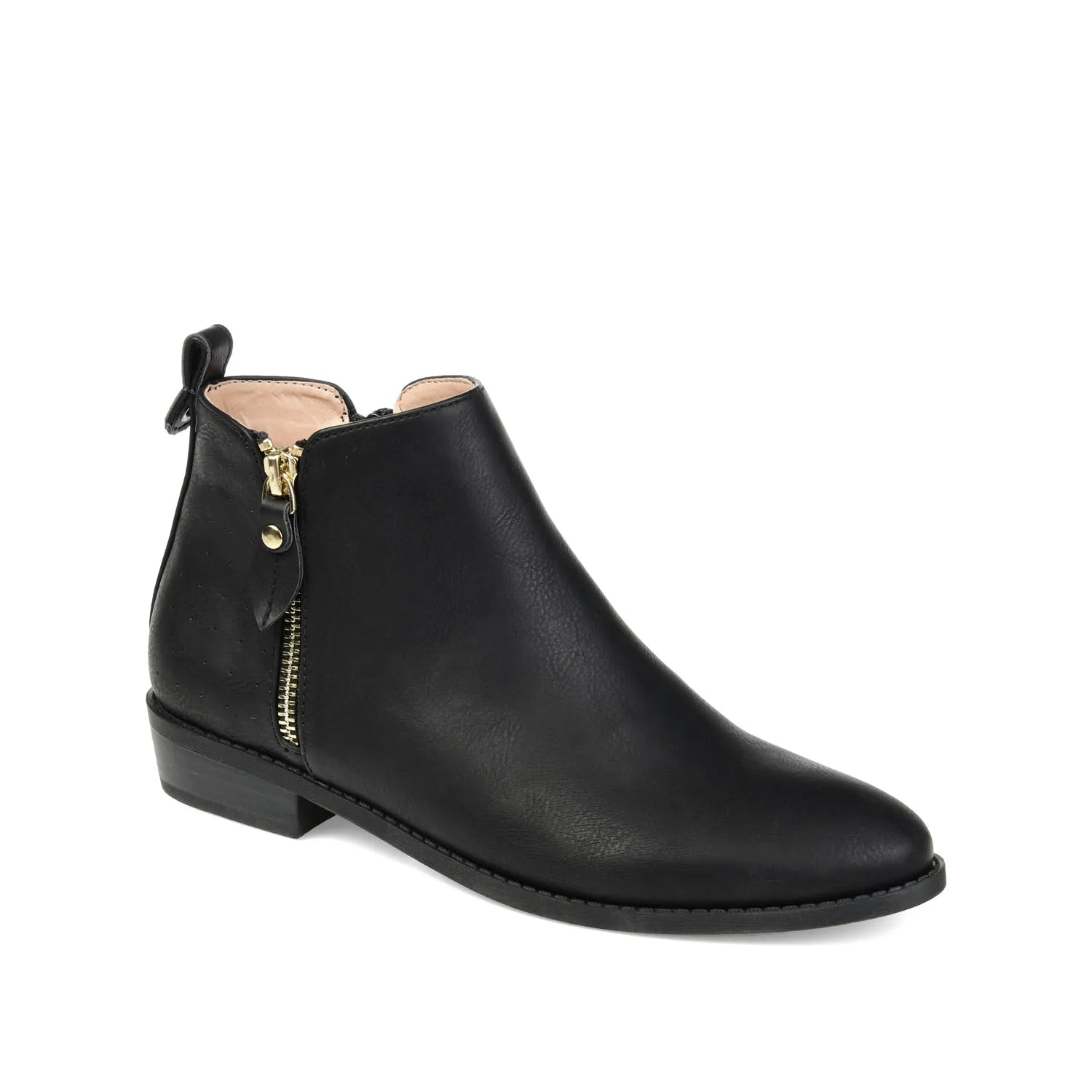 Ellis Zip-Up Wide-Calf Vegan Leather Booties in Black
