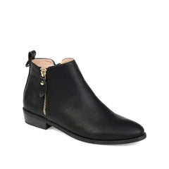 Ellis Zip-Up Wide-Calf Vegan Leather Booties in Black