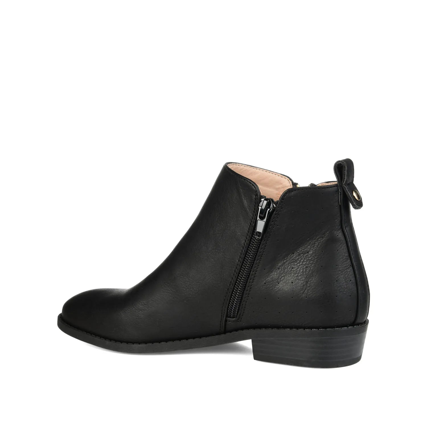 Ellis Zip-Up Wide-Calf Vegan Leather Booties in Black
