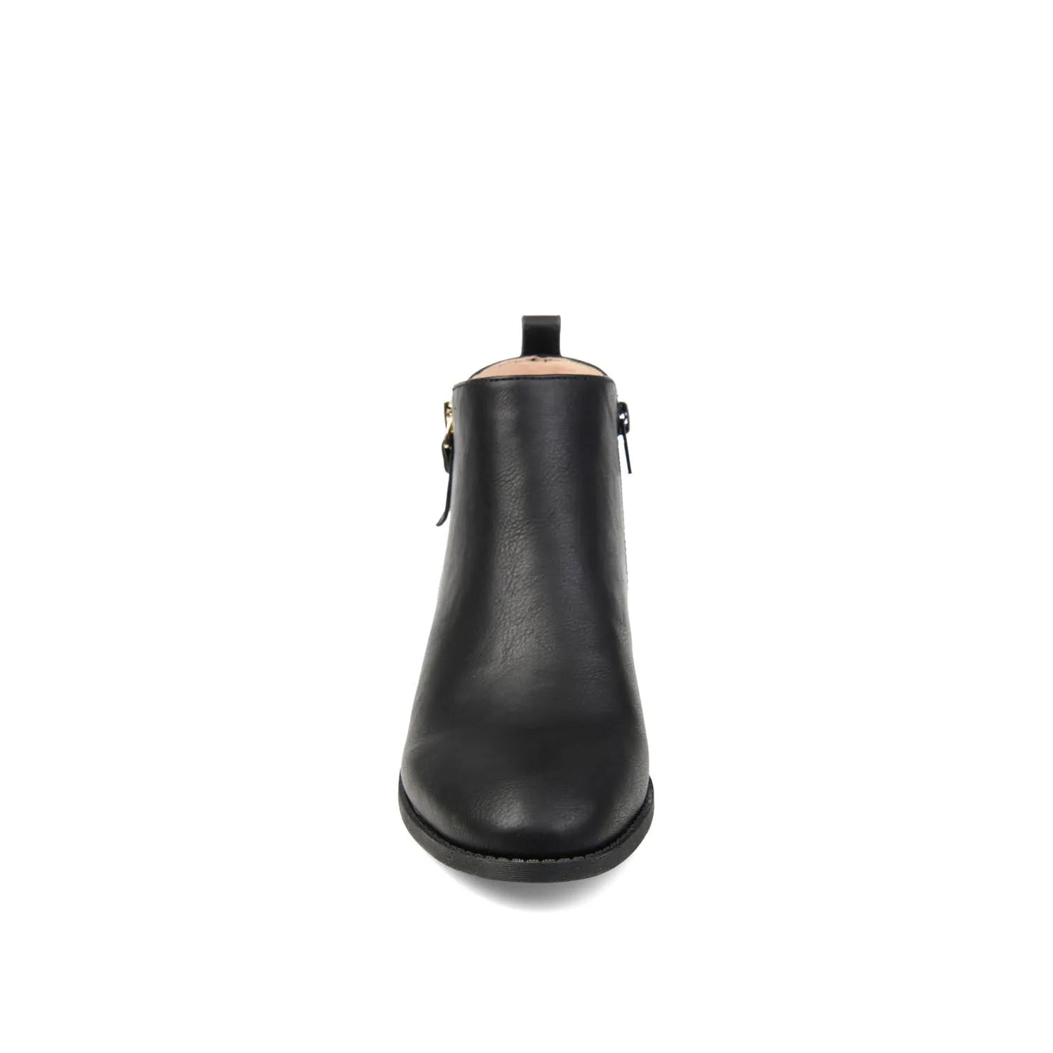 Ellis Zip-Up Wide-Calf Vegan Leather Booties in Black