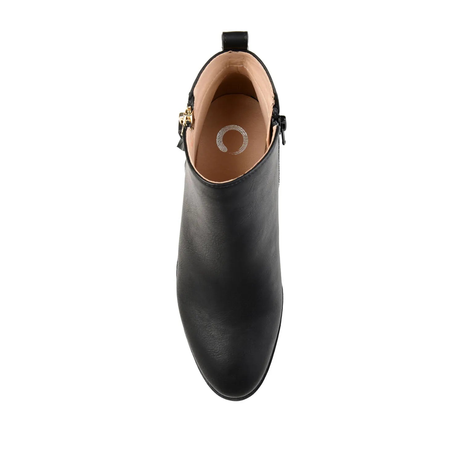 Ellis Zip-Up Wide-Calf Vegan Leather Booties in Black