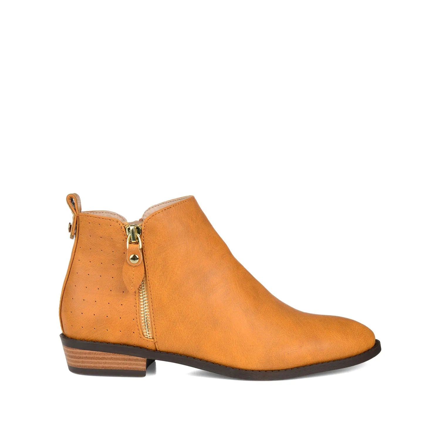 Ellis Zip-Up Bootie in Vegan Leather - Mustard