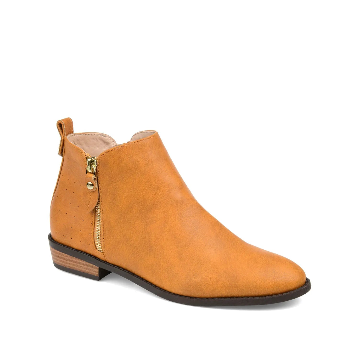 Ellis Zip-Up Bootie in Vegan Leather - Mustard