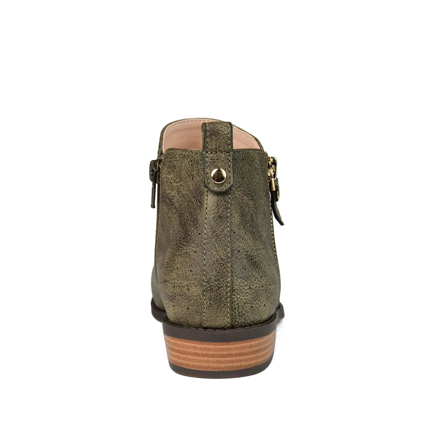 Ellis Zip-Up Bootie in Vegan Leather - Olive