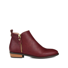 ELLIS Wide Calf Zip-Up Vegan Leather Booties in Wine