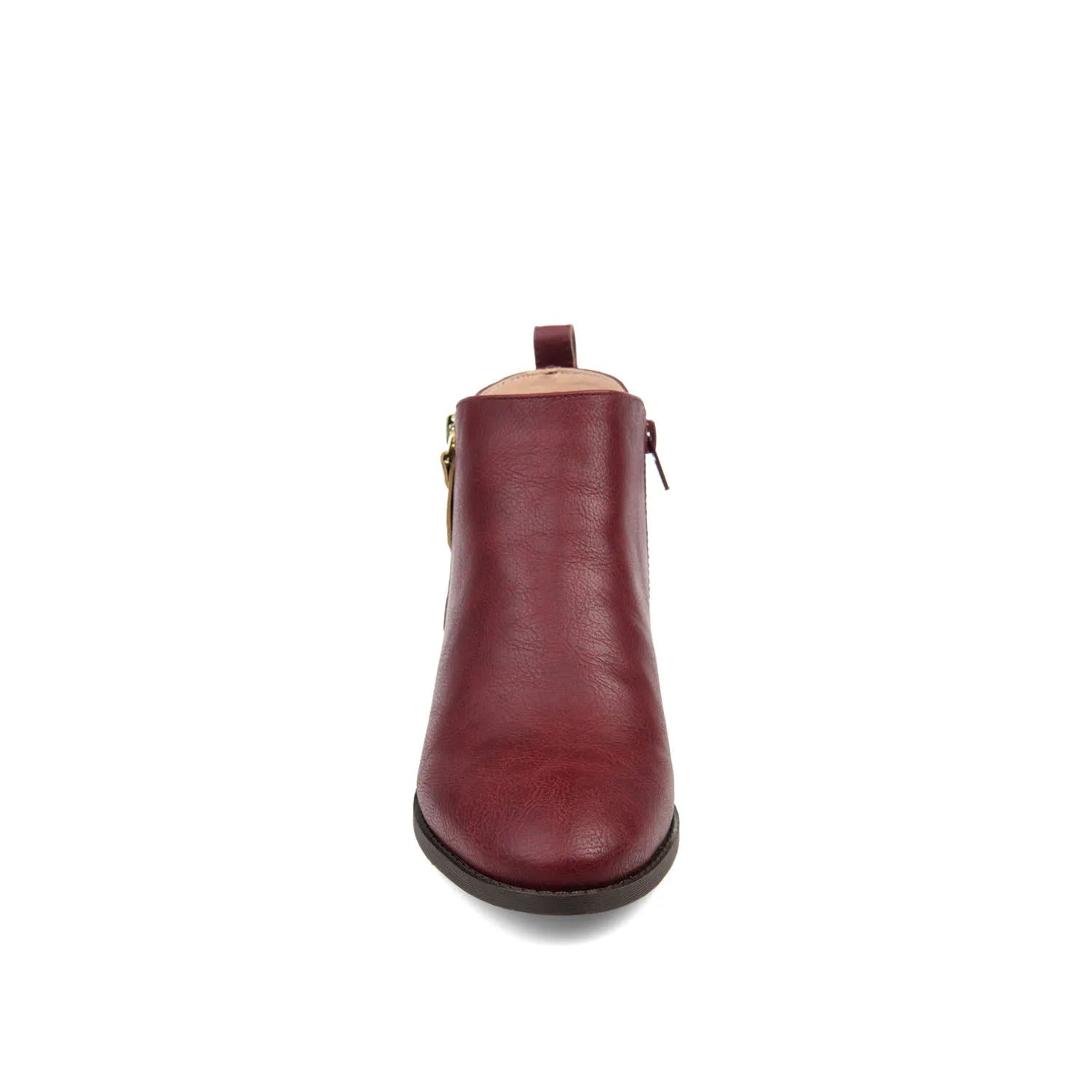 ELLIS Wide Calf Zip-Up Vegan Leather Booties in Wine