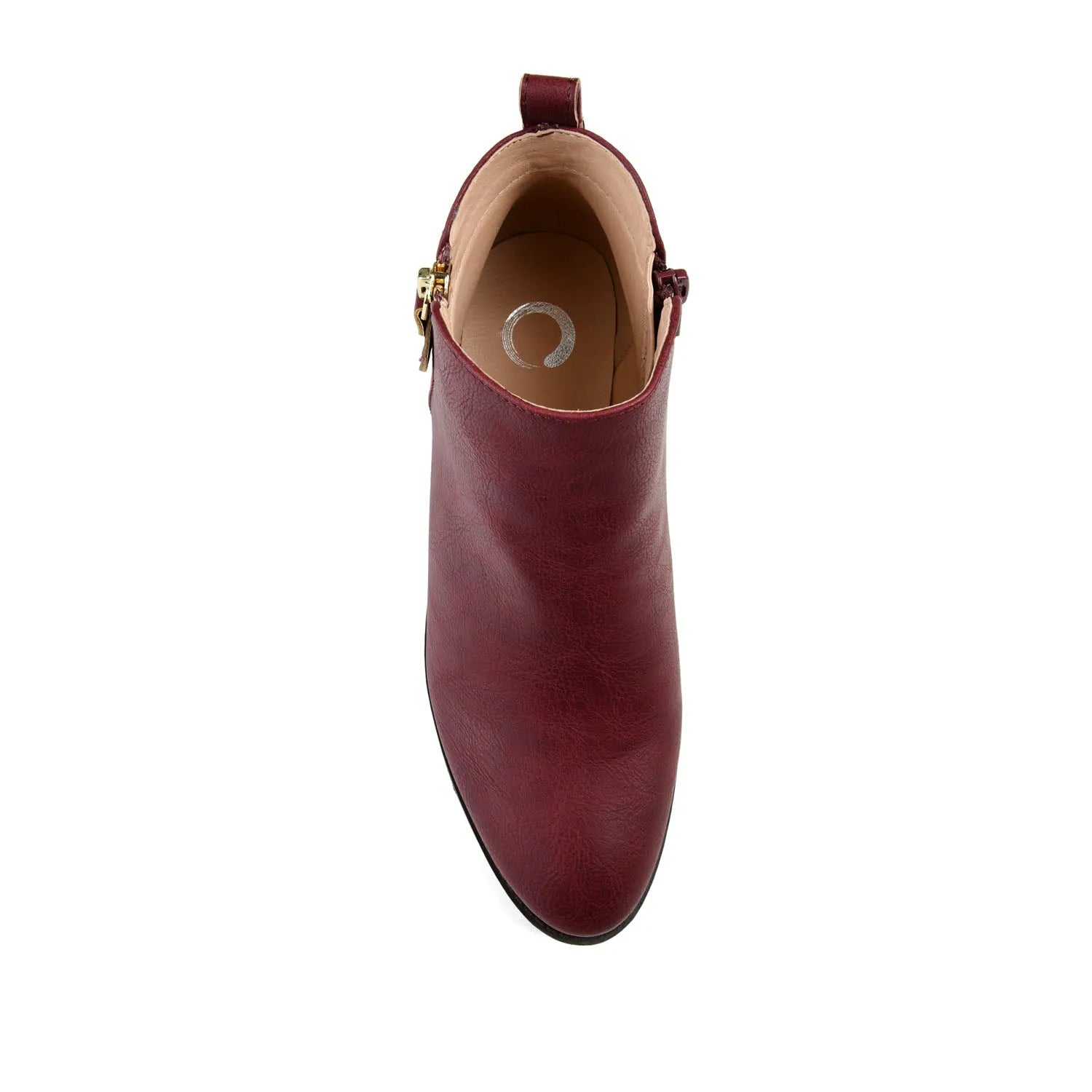 ELLIS Wide Calf Zip-Up Vegan Leather Booties in Wine