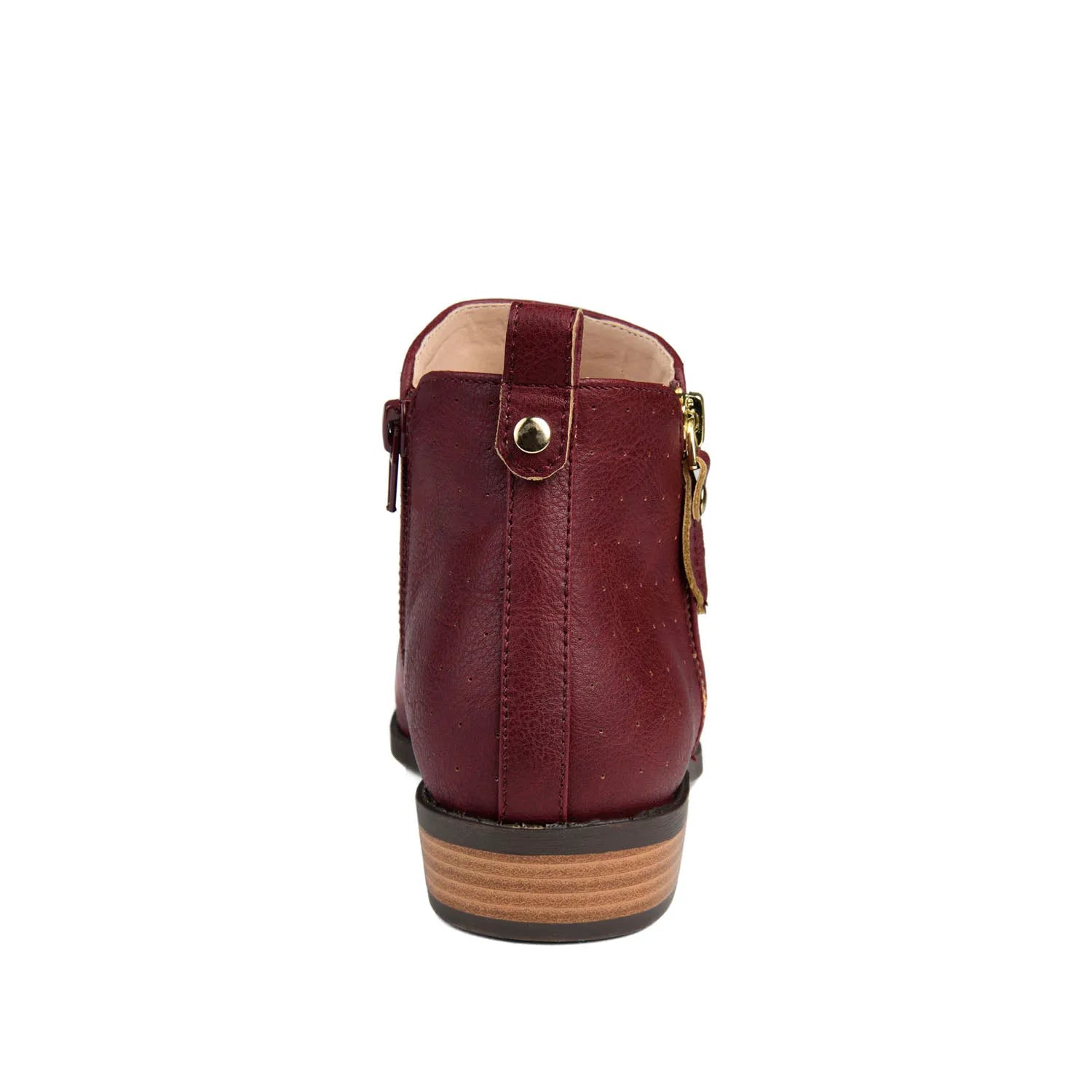 ELLIS Wide Calf Zip-Up Vegan Leather Booties in Wine