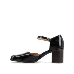 Evangeline Block Heels in Patent Black by D'Orsay