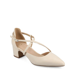 Galvinn Low Block Heels in Wide - Bone PU