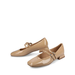 GREDAH MARY JANE FLATS IN VEGAN LEATHER - Nude Patent