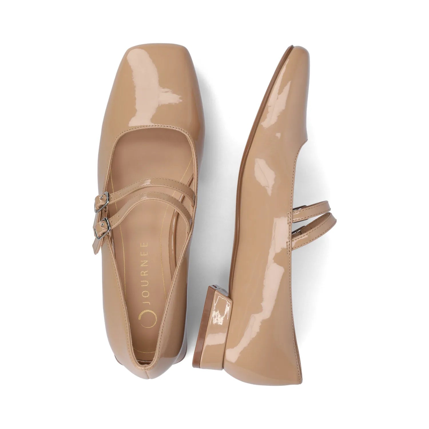 GREDAH MARY JANE FLATS IN VEGAN LEATHER - Nude Patent