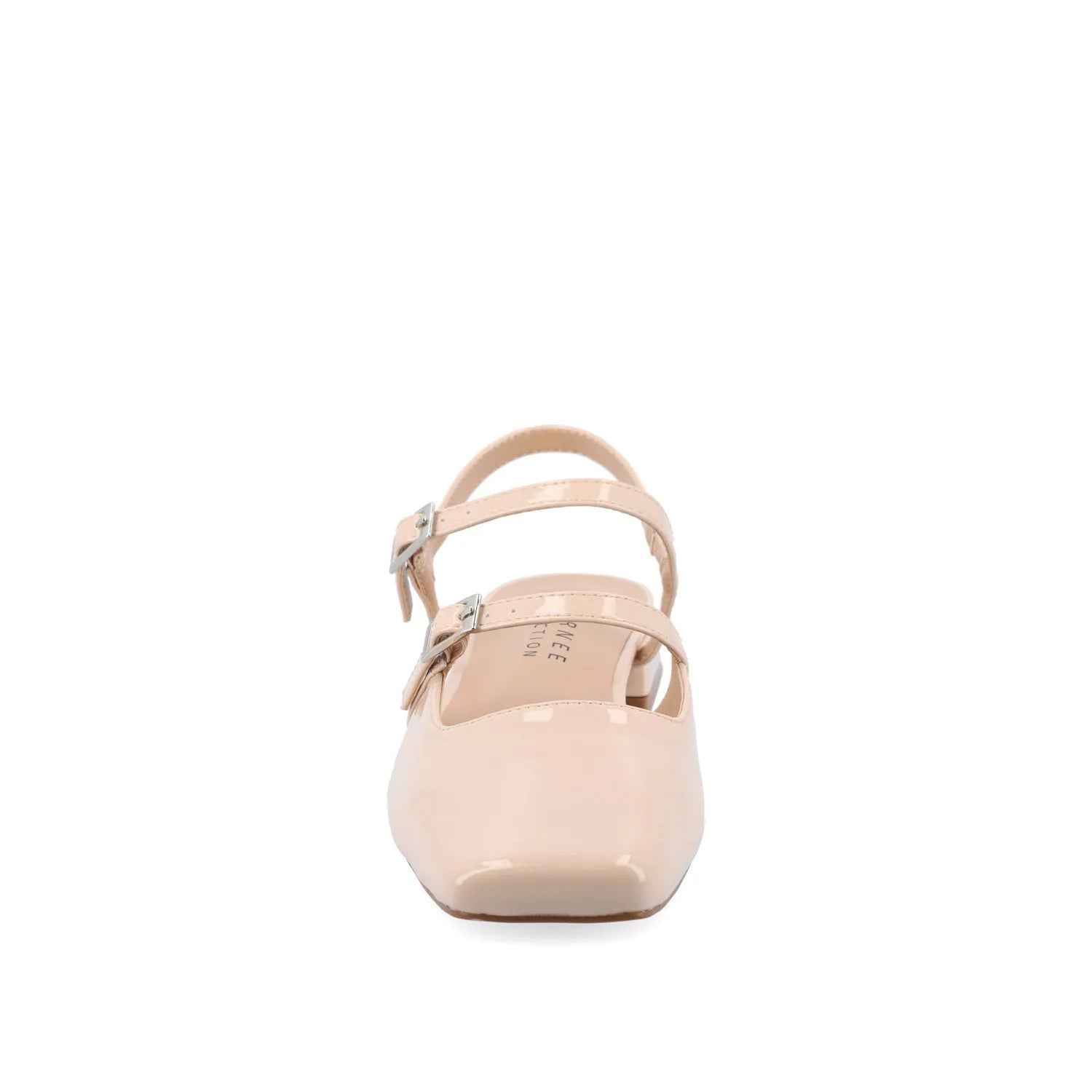 GRETCHENN Heeled Flats in Patent, Wide Fit - Beige