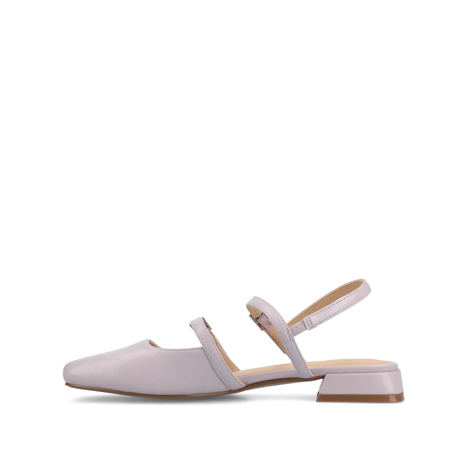 Gretchenn Wide Heeled Flats in Vegan Leather - Lilac