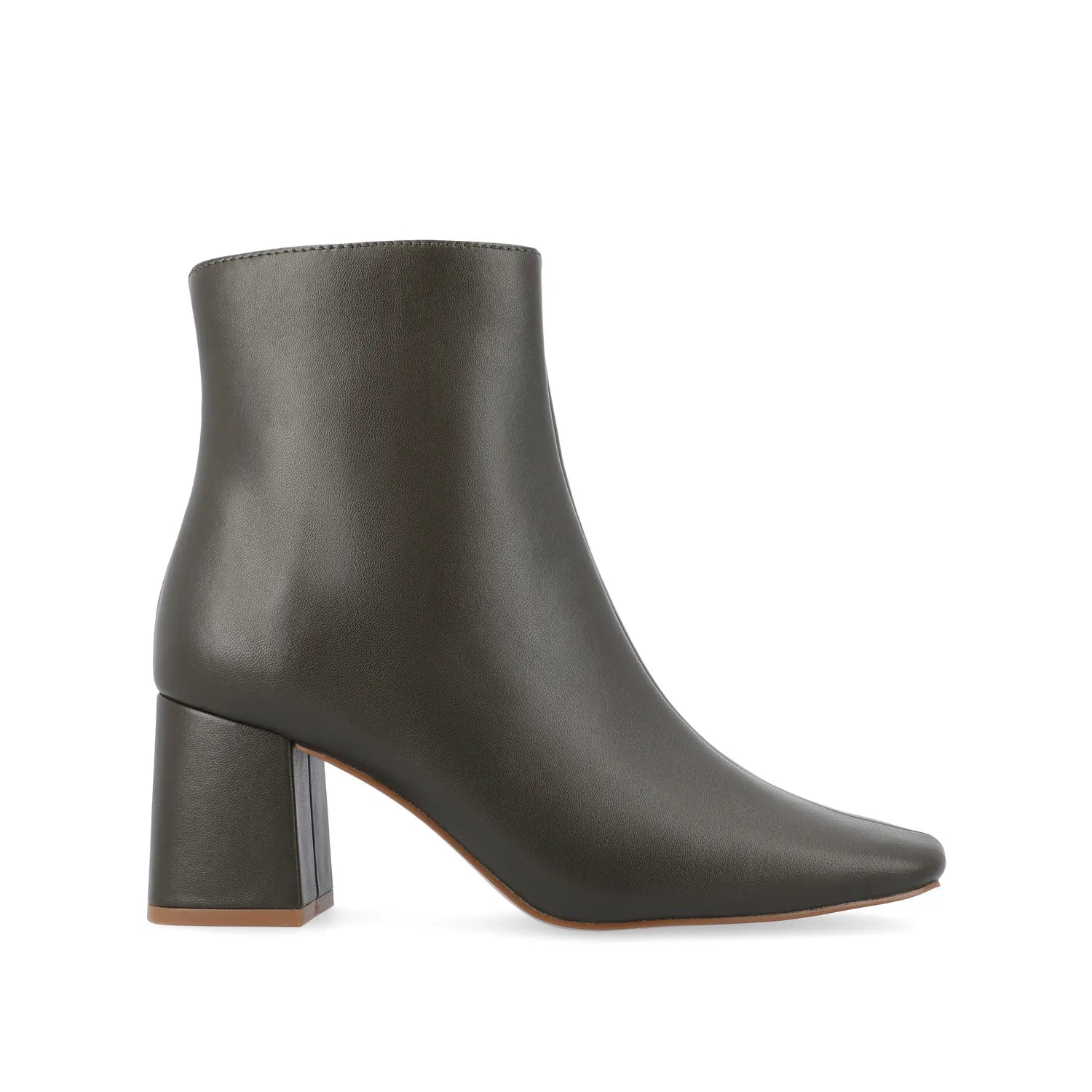 HAYLINN Wide Vegan Leather Booties in Green