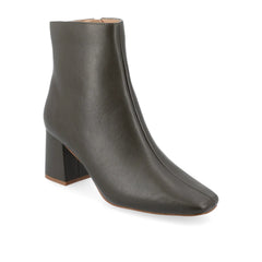 HAYLINN Wide Vegan Leather Booties in Green