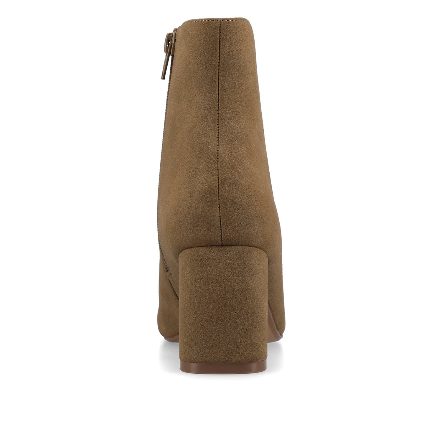 HAYLINN Square Toe Booties in Taupe Suede
