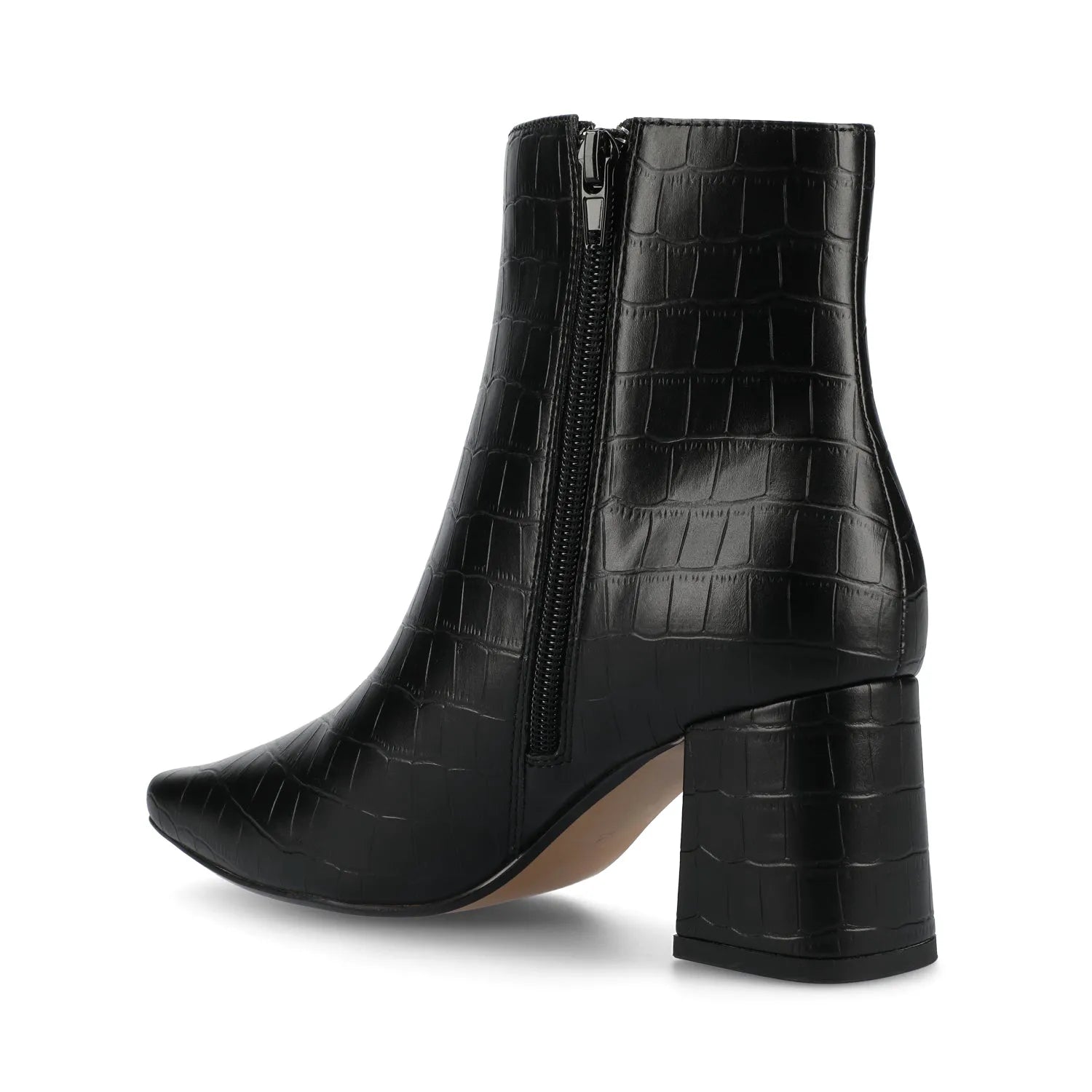 HAYLINN Wide Fit Vegan Leather Booties in Black Croc