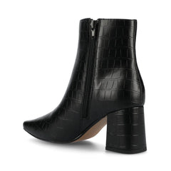 HAYLINN Square Toe Booties in Vegan Leather - Black Croco