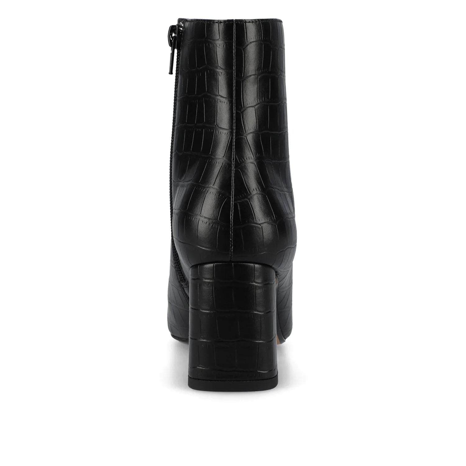 HAYLINN Square Toe Booties in Vegan Leather - Black Croco