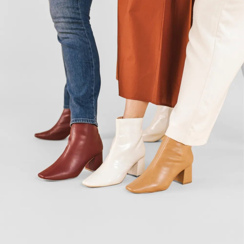 HAYLINN SQUARE TOE BOOTIES - White Patent