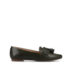 Jannah Tassel Loafer Flats in Wide - Olive