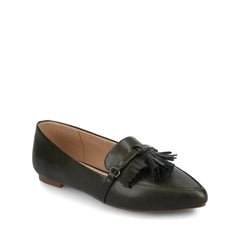 Jannah Tassel Loafer Flats in Wide - Olive