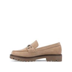 JESSAMEY Horse Bit Loafer Flats in Taupe Suede