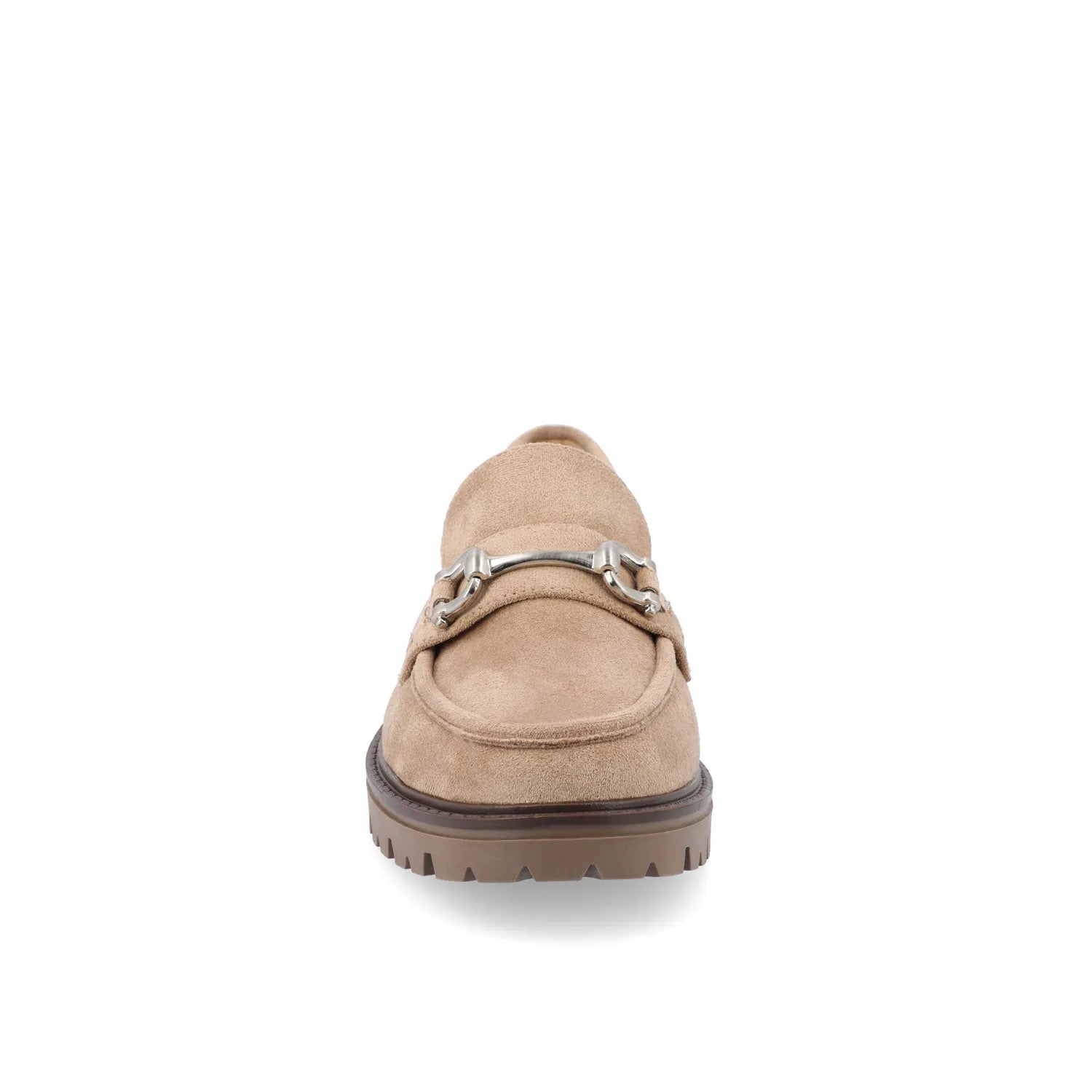 JESSAMEY Horse Bit Loafer Flats in Taupe Suede