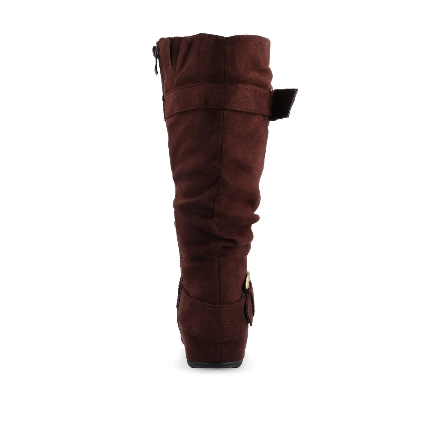 Jester Knee-High Boots for Wide Calves in Brown Faux Suede