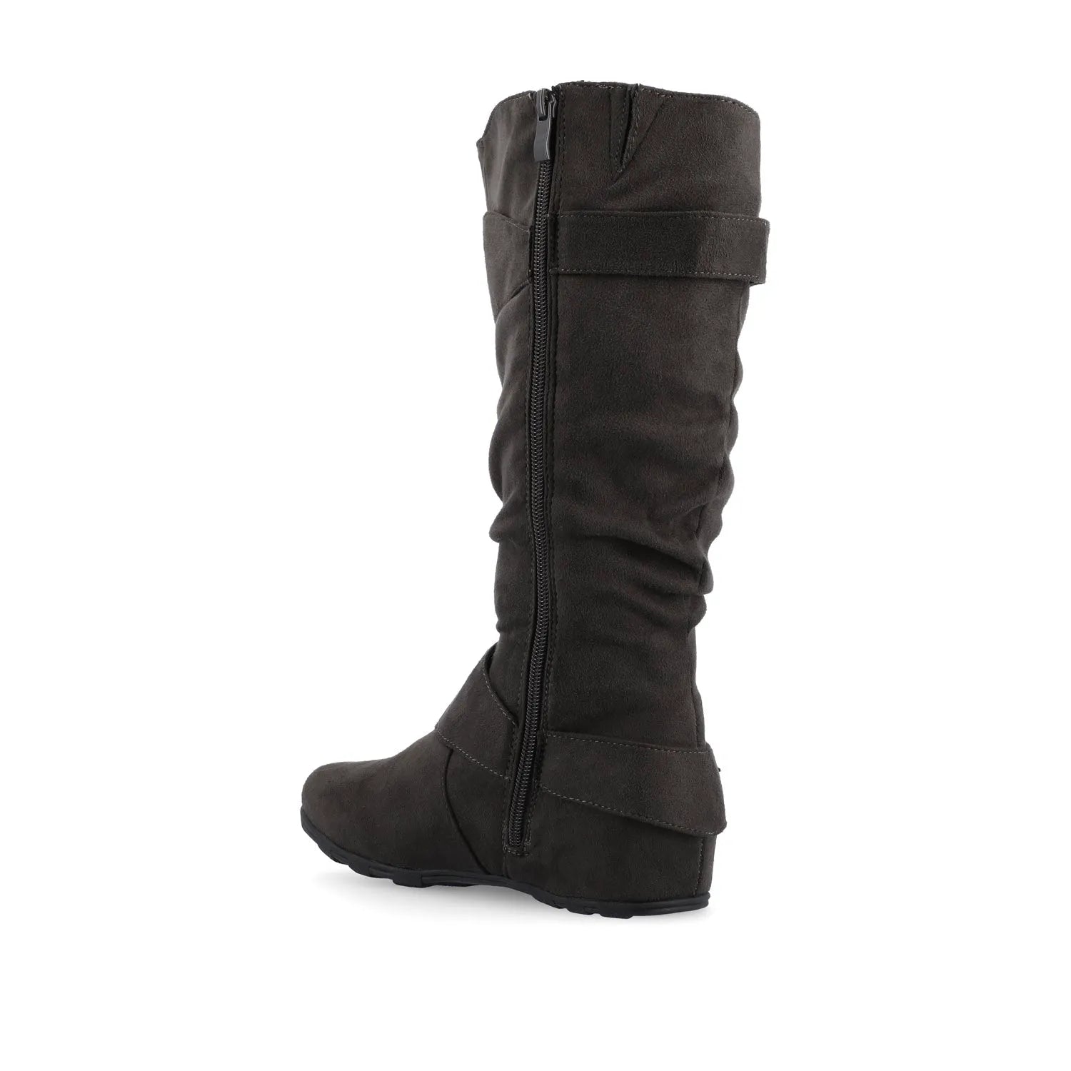 Jester Knee-High Boots with Extra-Wide Calf in Grey Faux Suede