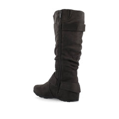 Jester Knee-High Boots with Extra-Wide Calf in Grey Faux Suede