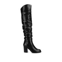 Kaison Faux Suede Thigh High Boots - Black