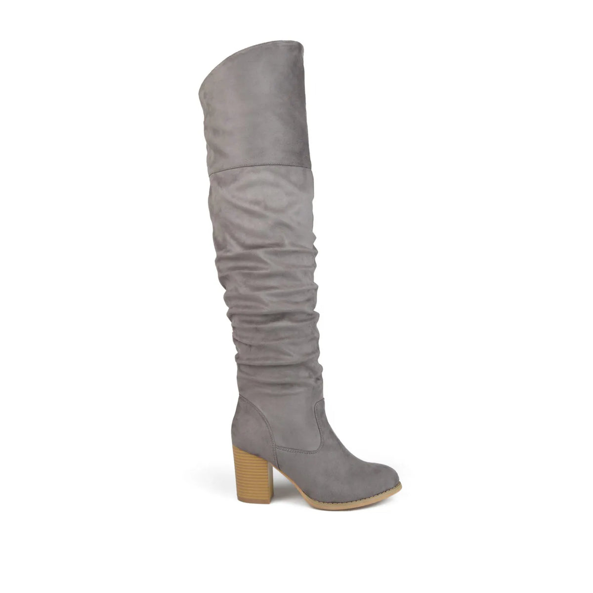 Kaison Thigh-High Boots in Grey Faux Suede
