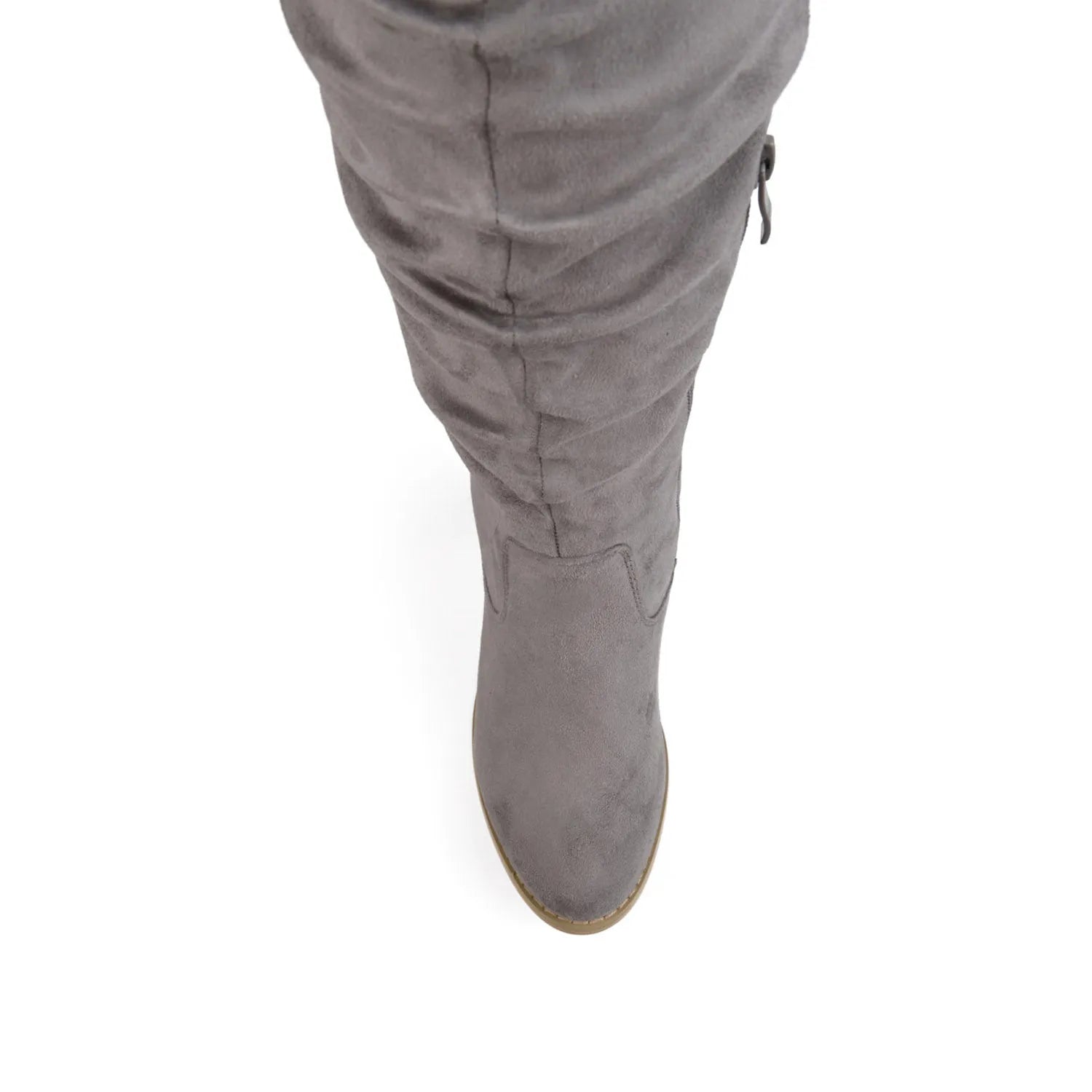 Kaison Thigh-High Boots in Grey Faux Suede