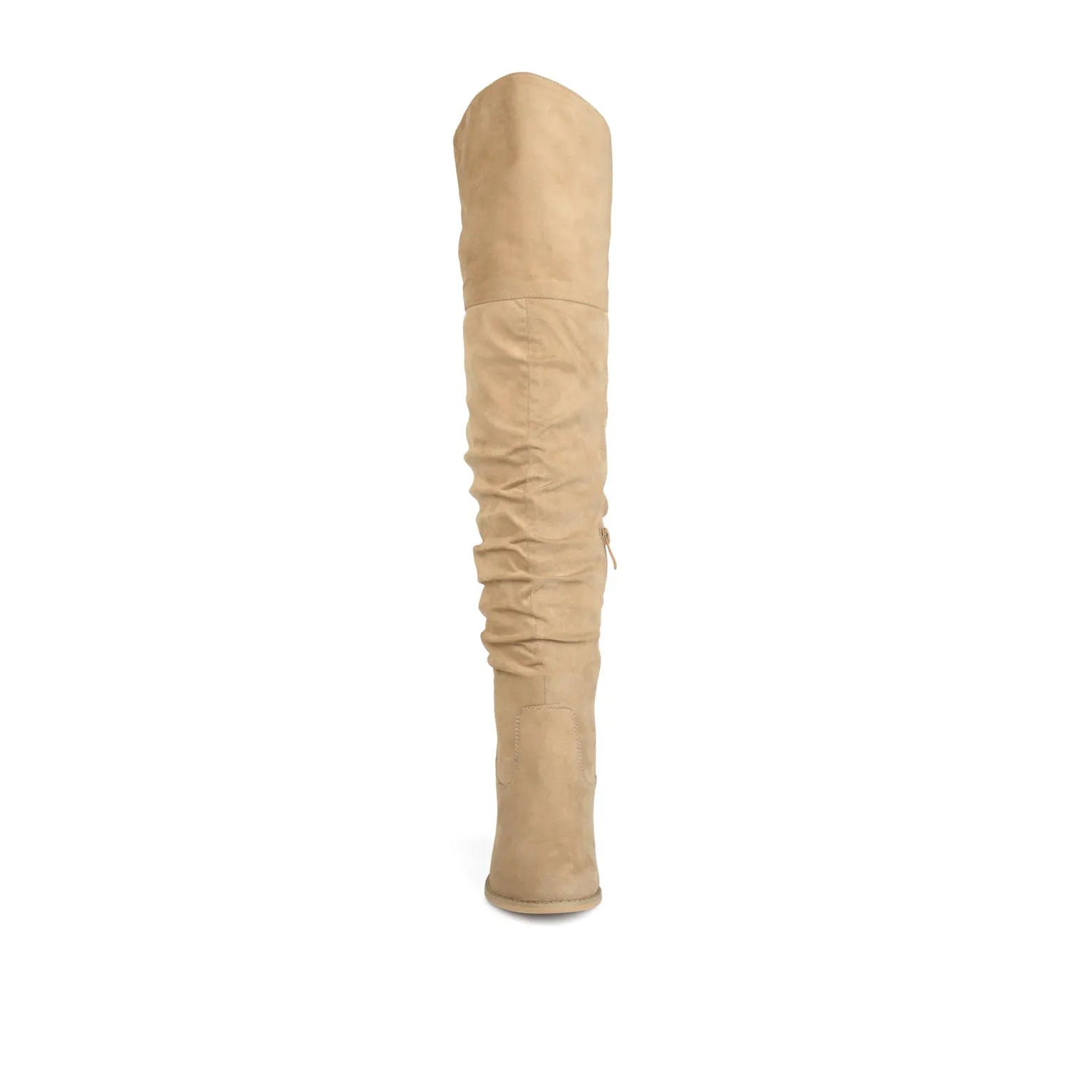 Kaison Thigh-High Boots in Stone Faux Suede