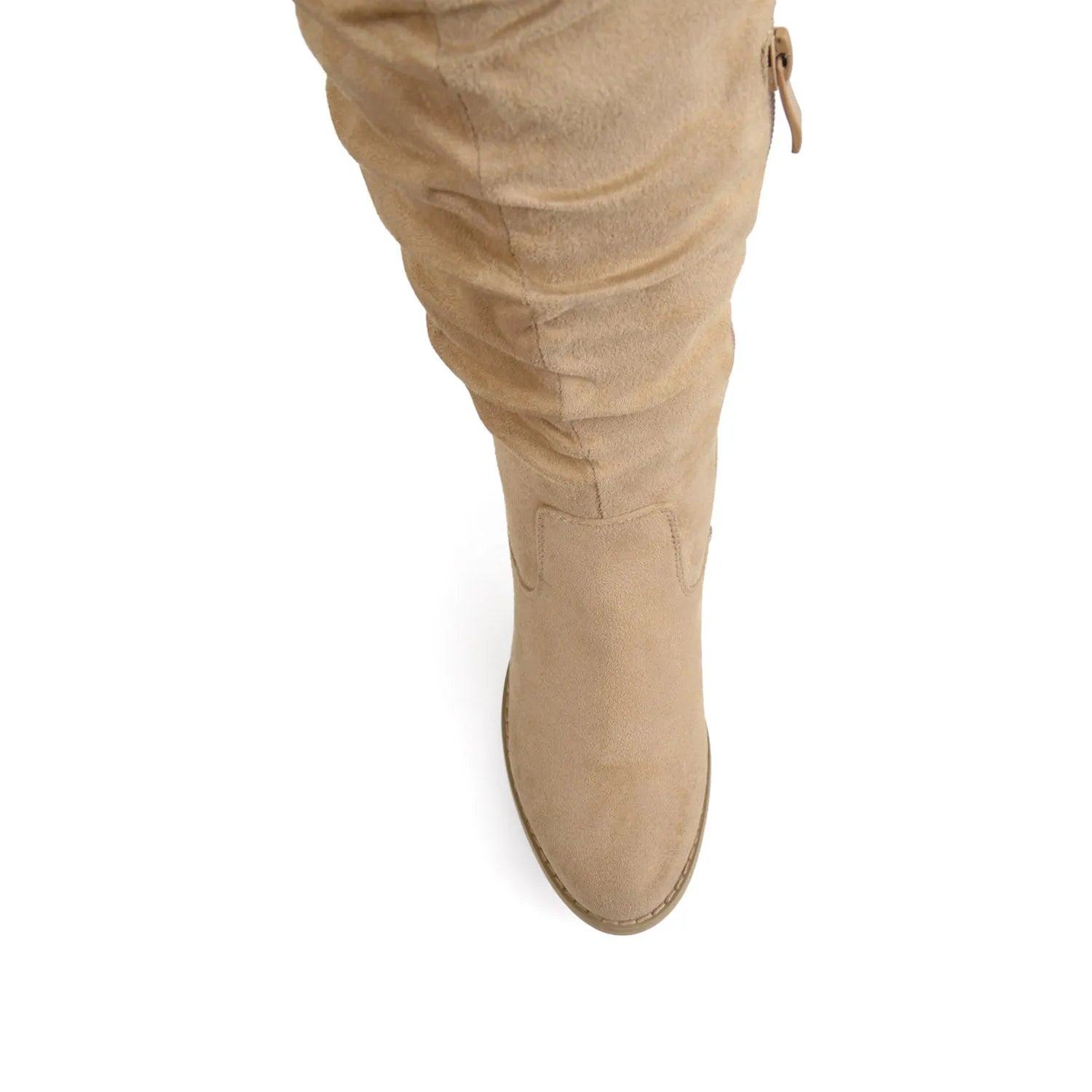 Kaison Thigh-High Boots in Stone Faux Suede