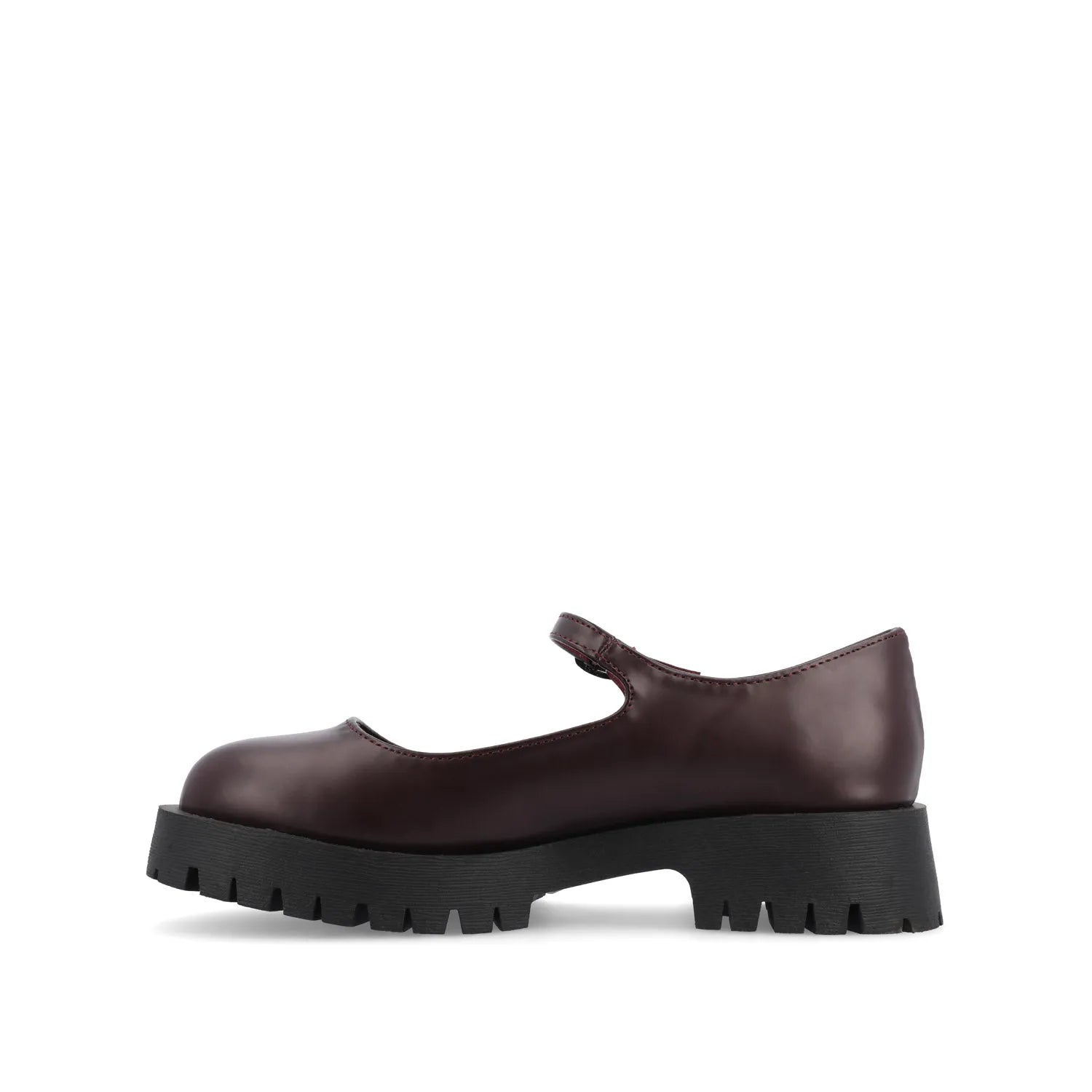 KAMIE Wide Fit Mary Jane Flats in Wine Patent Leather