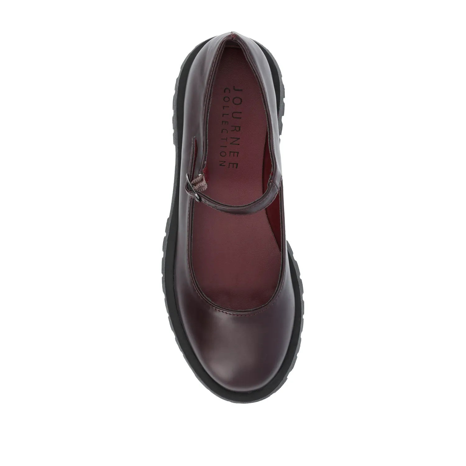 KAMIE Wide Fit Mary Jane Flats in Wine Patent Leather