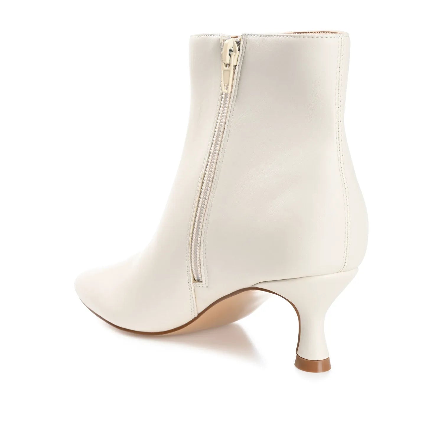 KELSSA Pointed Toe Booties in Vegan Leather - Bone