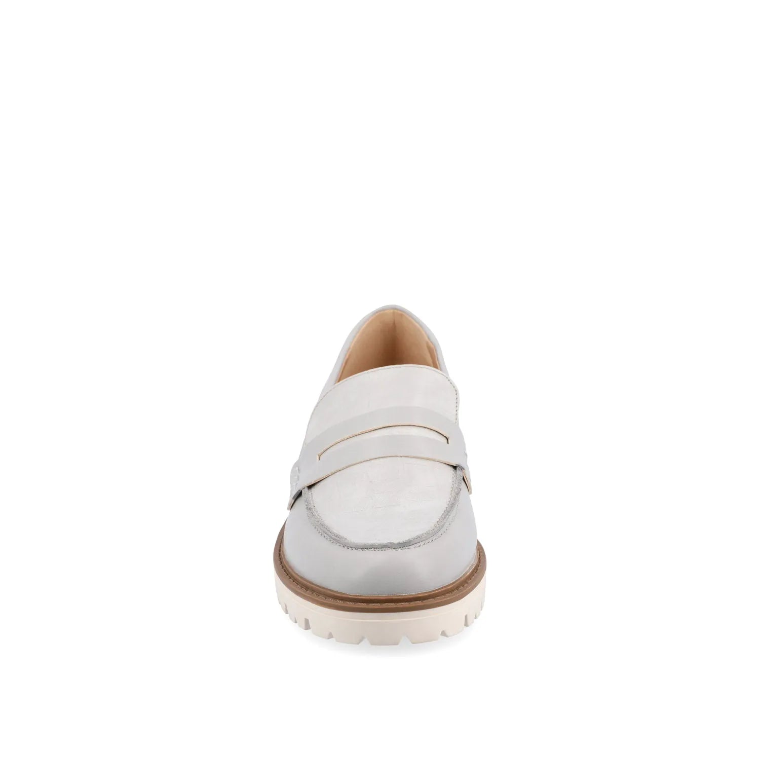 KENLY Wide Fit Vegan Leather Loafer Flats in Grey PU