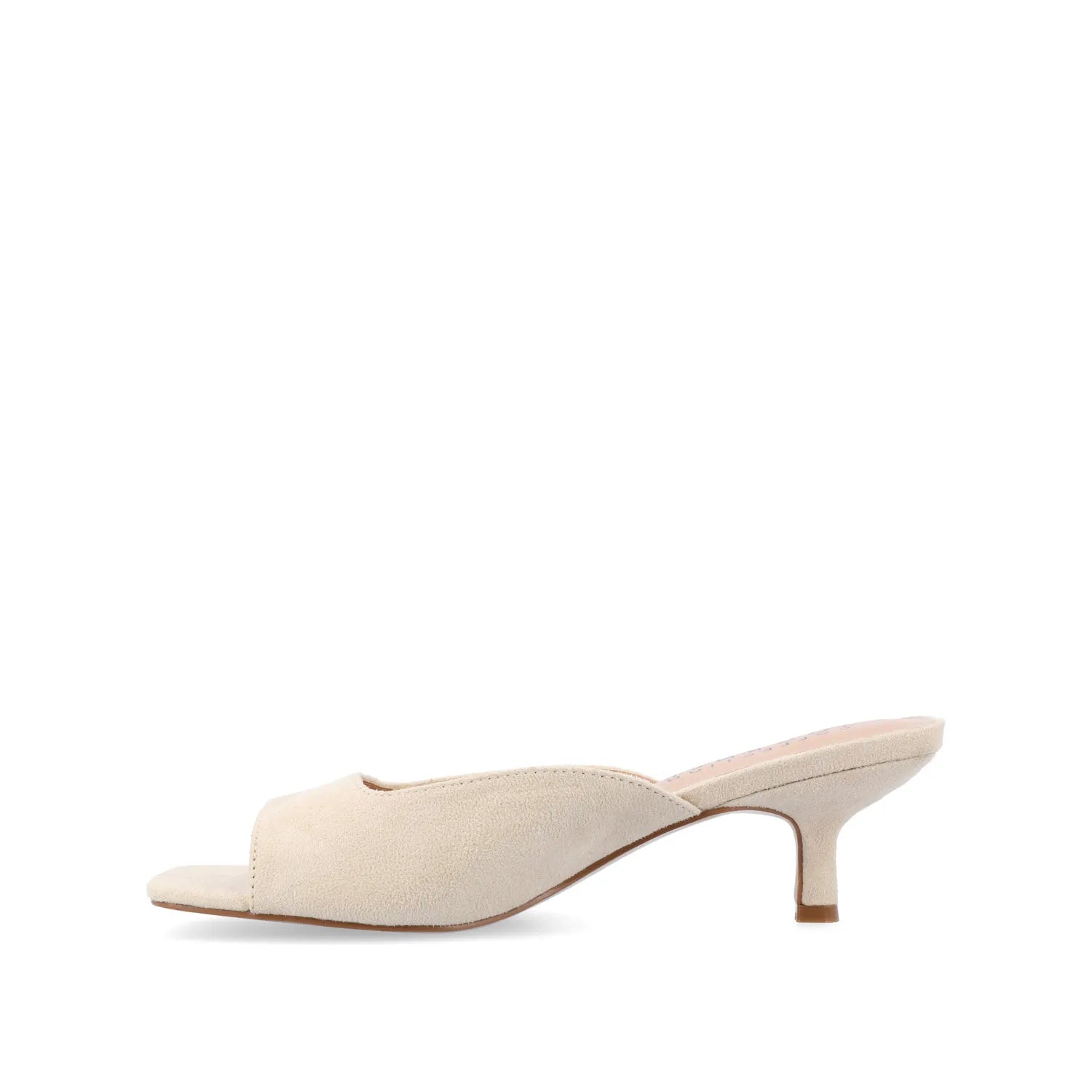 LARNA Wide Fit Faux Suede Peep Toe Kitten Heels in Bone