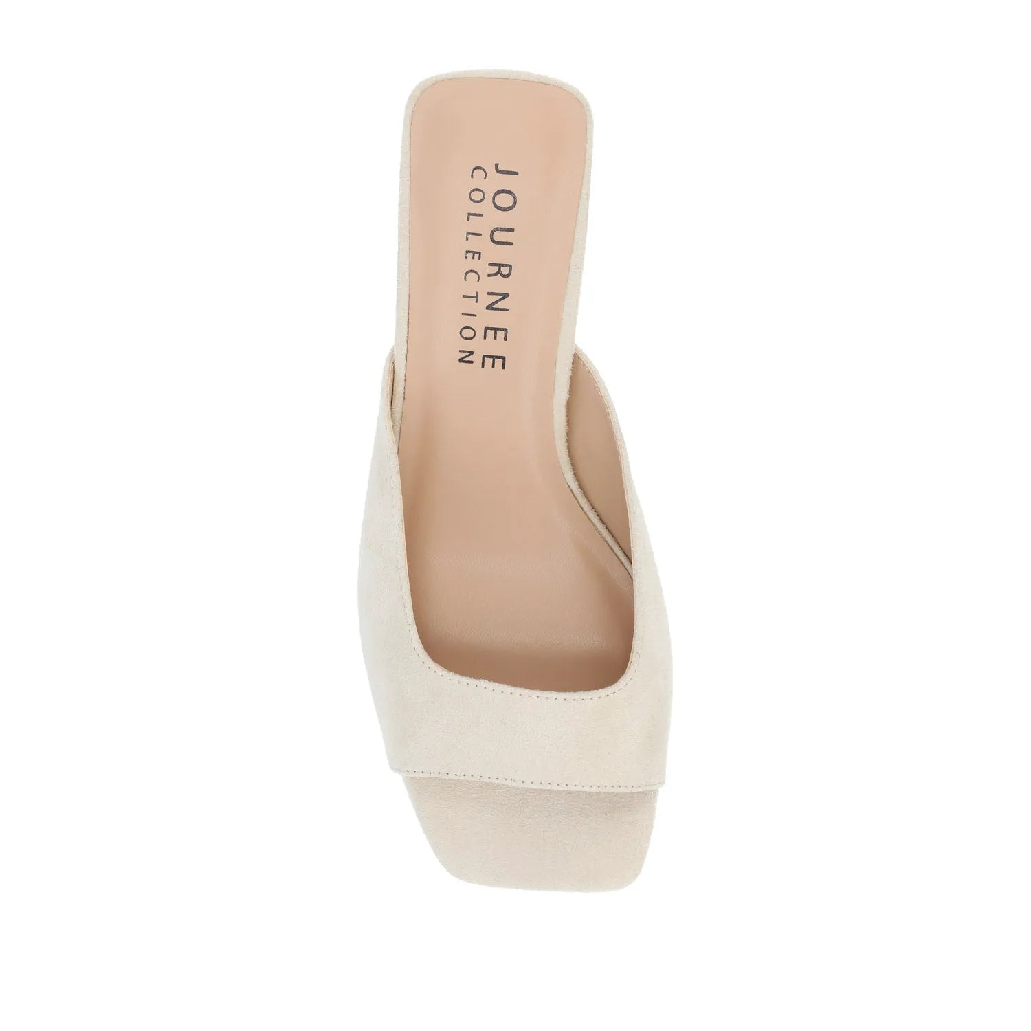 LARNA Wide Fit Faux Suede Peep Toe Kitten Heels in Bone